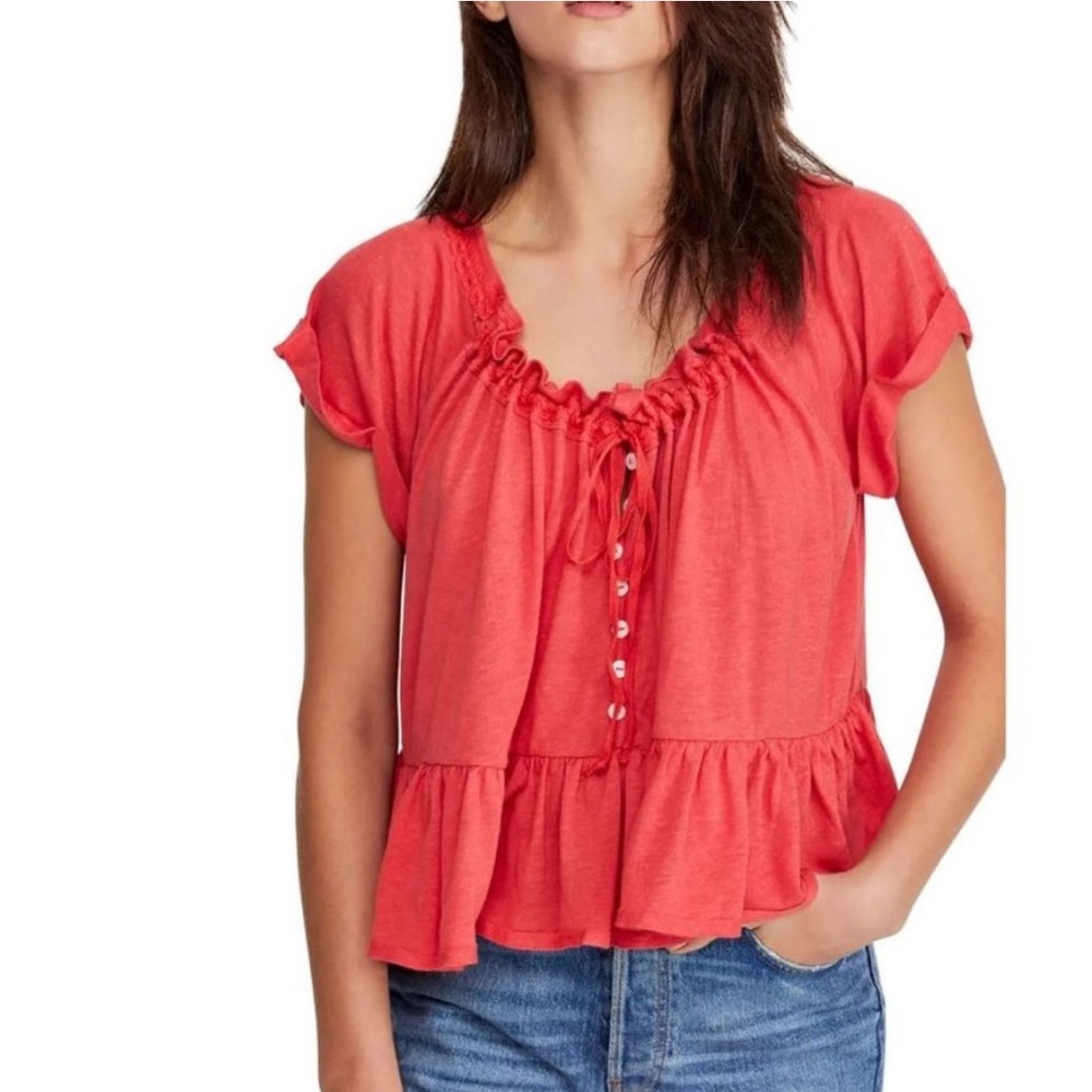 FREE PEOPLE Charlie raffled blouse